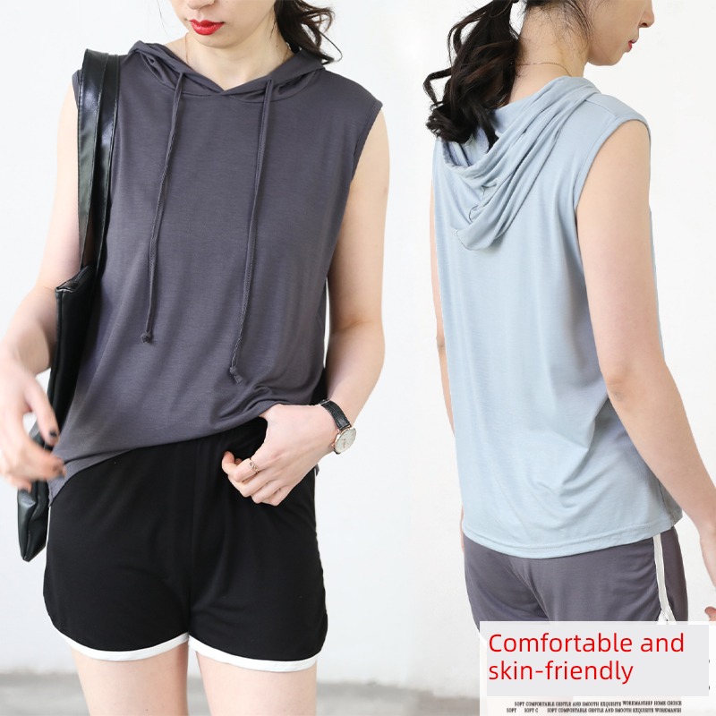 modal  Hooded easy waistcoat student T-shirt vest