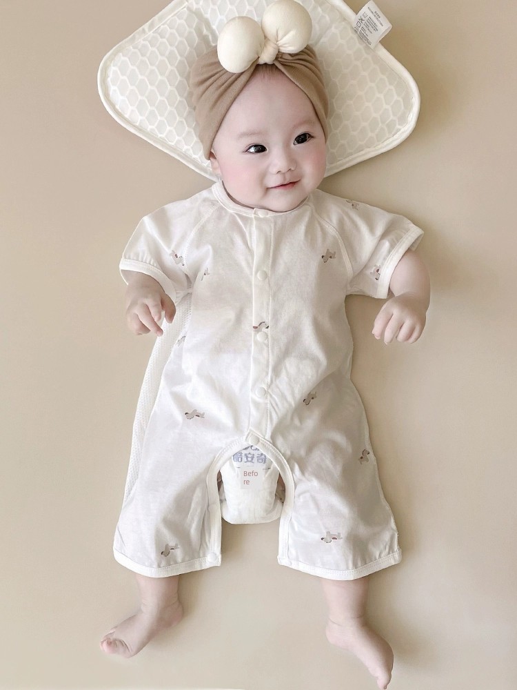 Summer Pure Cotton Cardigan Homewear Children's Jumpsuit — 4