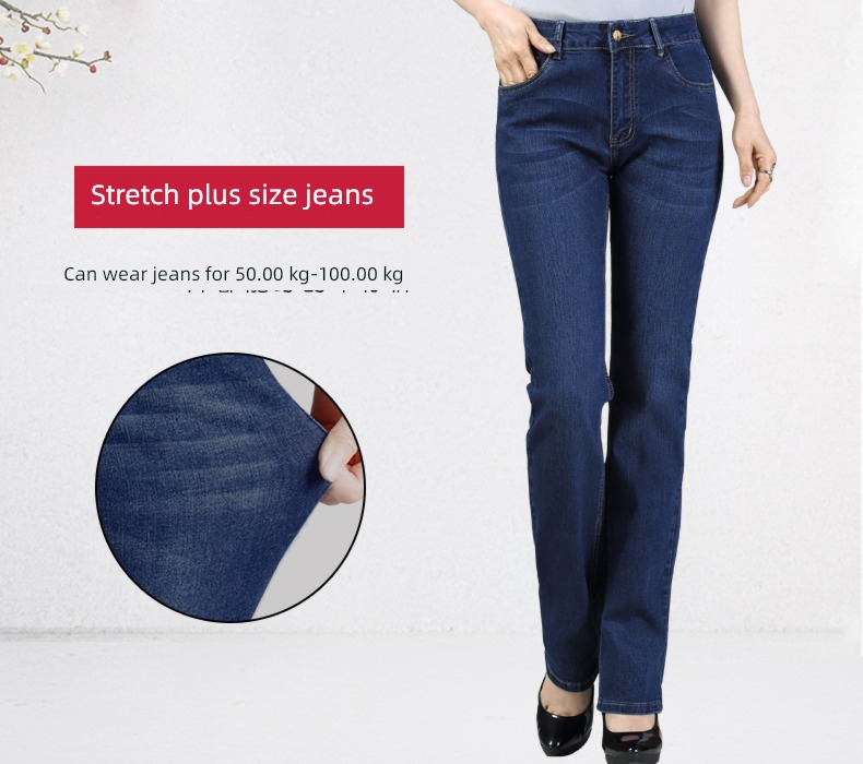 mom High waist easy winter Plush middle age Jeans