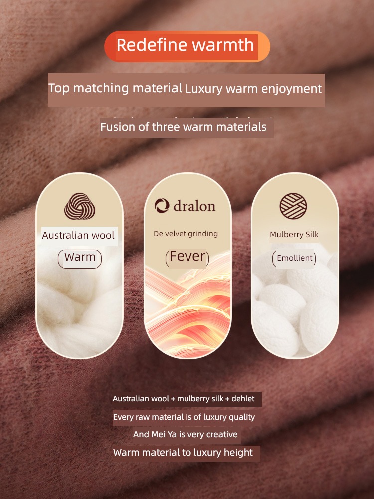 Meiya Ting High waist silk Derong Wool cashmere Warm pants ma'am Interpenetrating Plush thickening Lay a foundation Autumn trousers winter