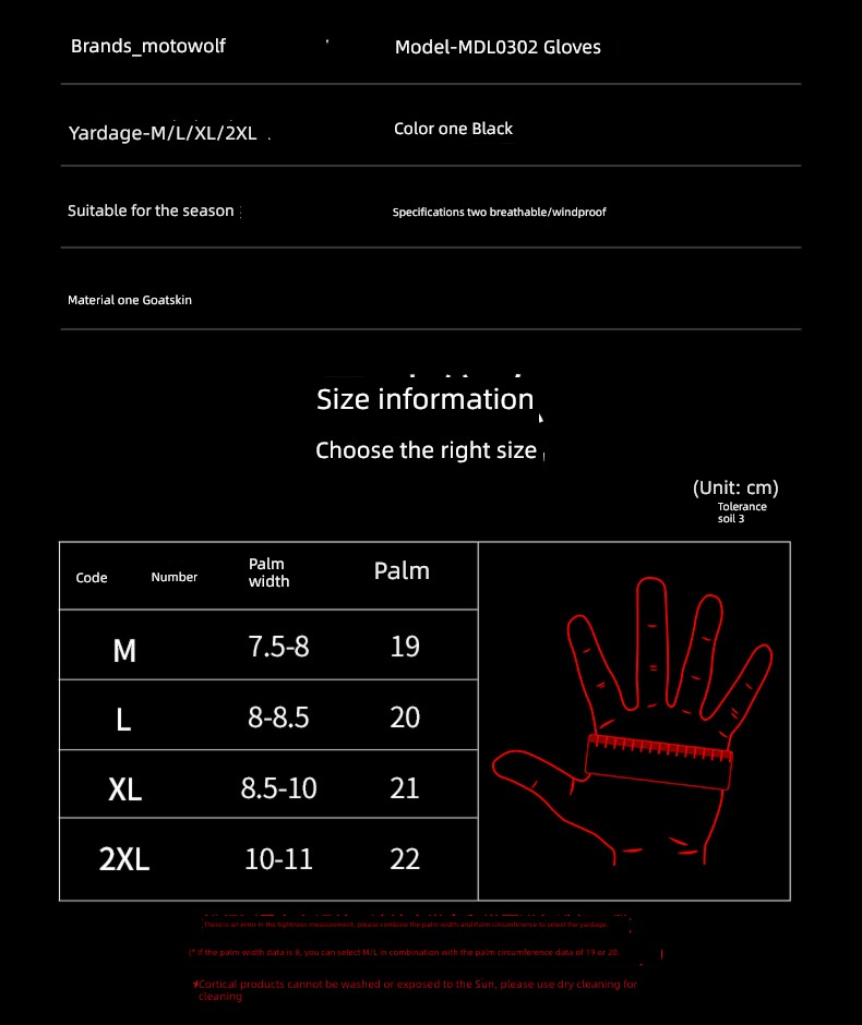 Autumn and winter Windbreak Holodactyly genuine leather motorcycle glove