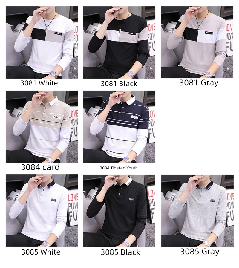 Self-cultivation Lay a foundation stripe Lapel Long sleeve man Autumn clothes