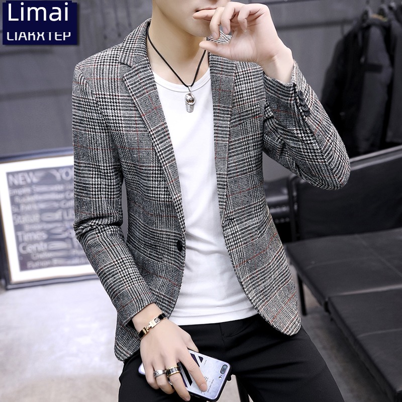 leisure time youth Self-cultivation Britain lattice loose coat jacket