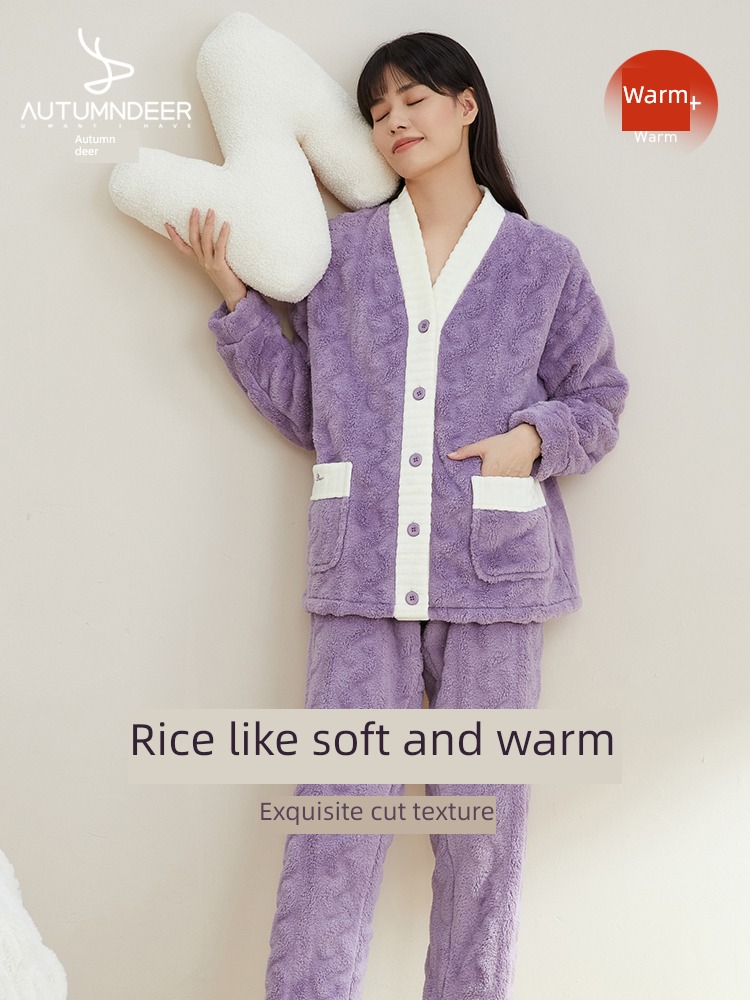 Autumn deer Coral velvet thickening leisure wear Winter money female pajamas