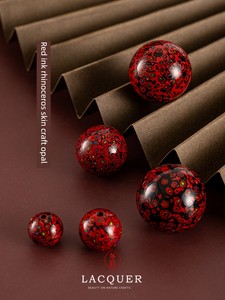 Natural Lacquer Single Bead Necklace Accessory, Rhino Skin Opal Bracelet, Handicrafts, Red Ink