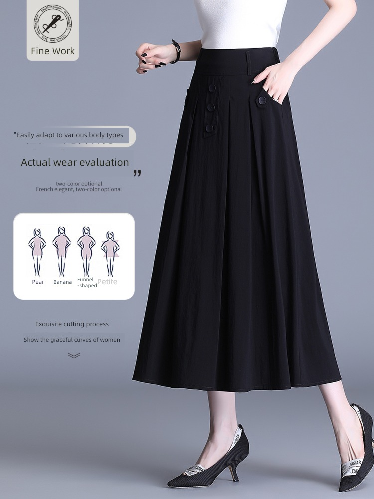 thickening black Autumn and winter Medium and long term Pleat skirt
