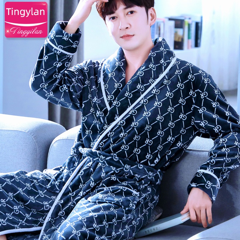 leisure time male thickening Coral velvet Spring, autumn and winter Bath towel robe