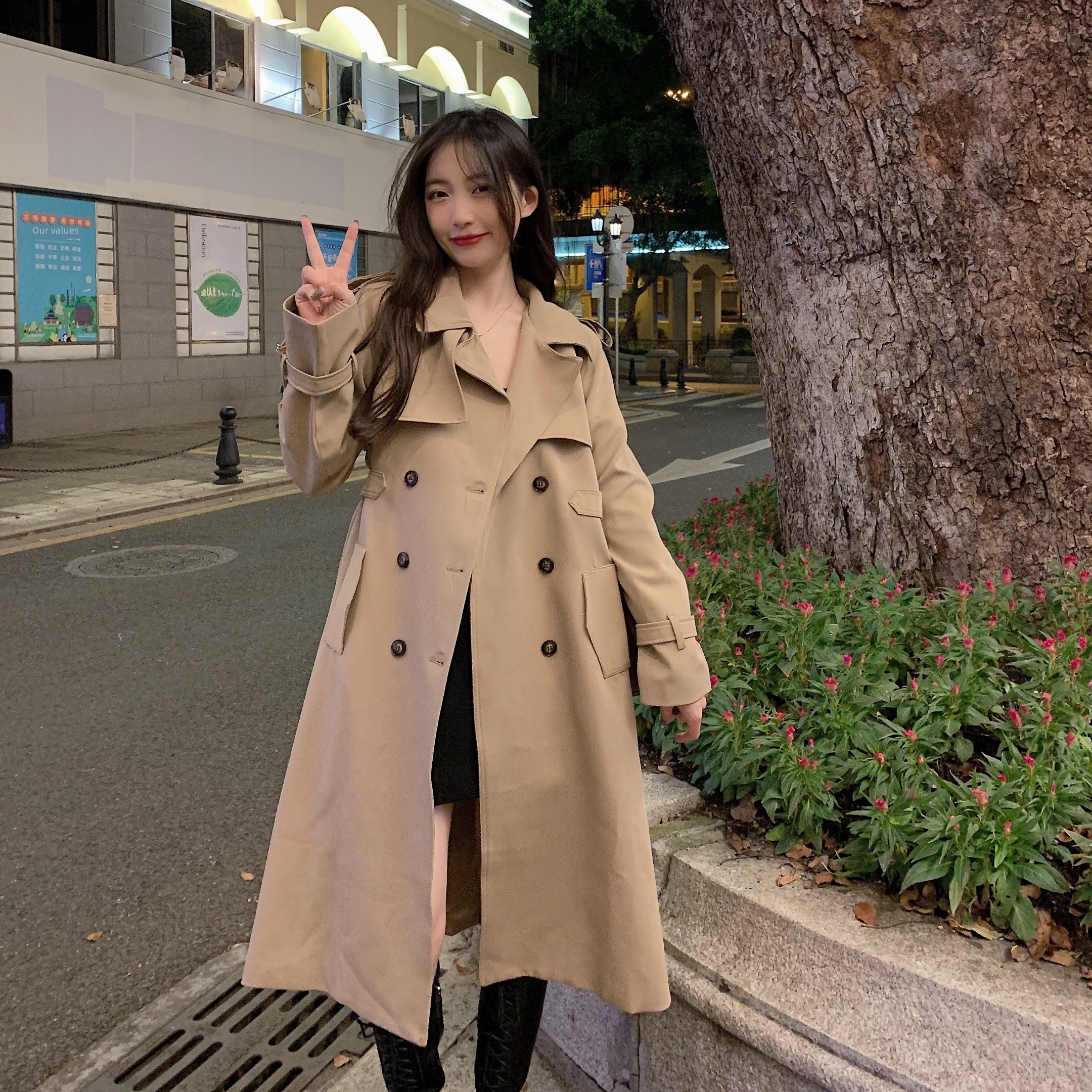 loose coat female Fat mm Medium and long term leisure time Windbreaker loose coat