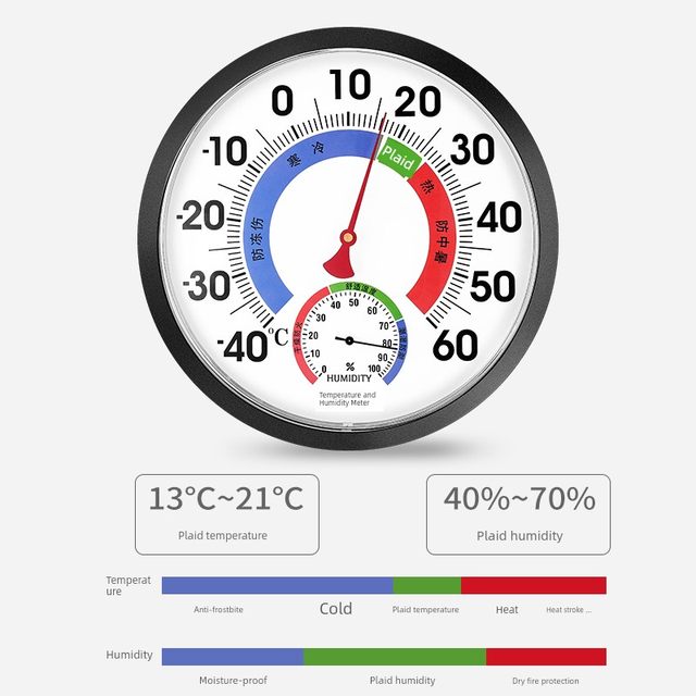 High precision 25CM ultra-large thermometer industrial thermometer hygrometer indoor pharmacy pharmacy dry and wet watch home use