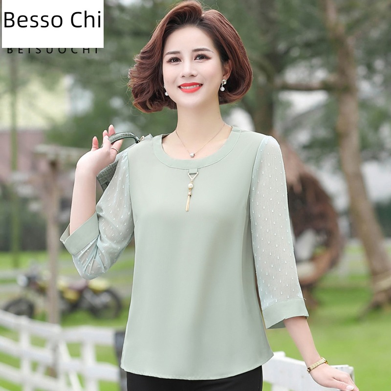 Mother's Day jacket Middle sleeve T-shirt Chiffon summer wear