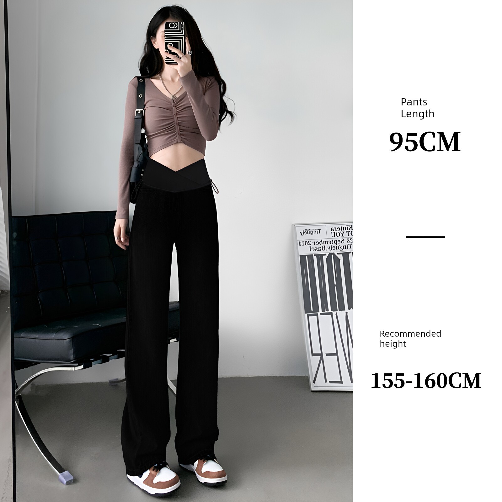 Maternity Pants for Autumn, Black Straight-Leg Pants for Outdoor Wear, 2026 New Style, Low-Waist, Non-Tight on the Belly, Summer Wide-Leg Pants, Autumn Wear — 2