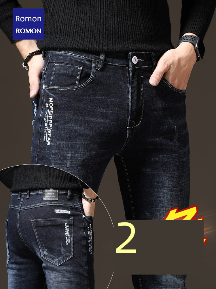 Romon summer Young and middle-aged people printing man Jeans