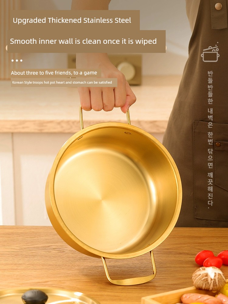 韓國流行泡麵鍋小巧實用不鏽鋼雙耳螺螄粉專用湯鍋電磁爐燃氣通用韓式拉麵鍋