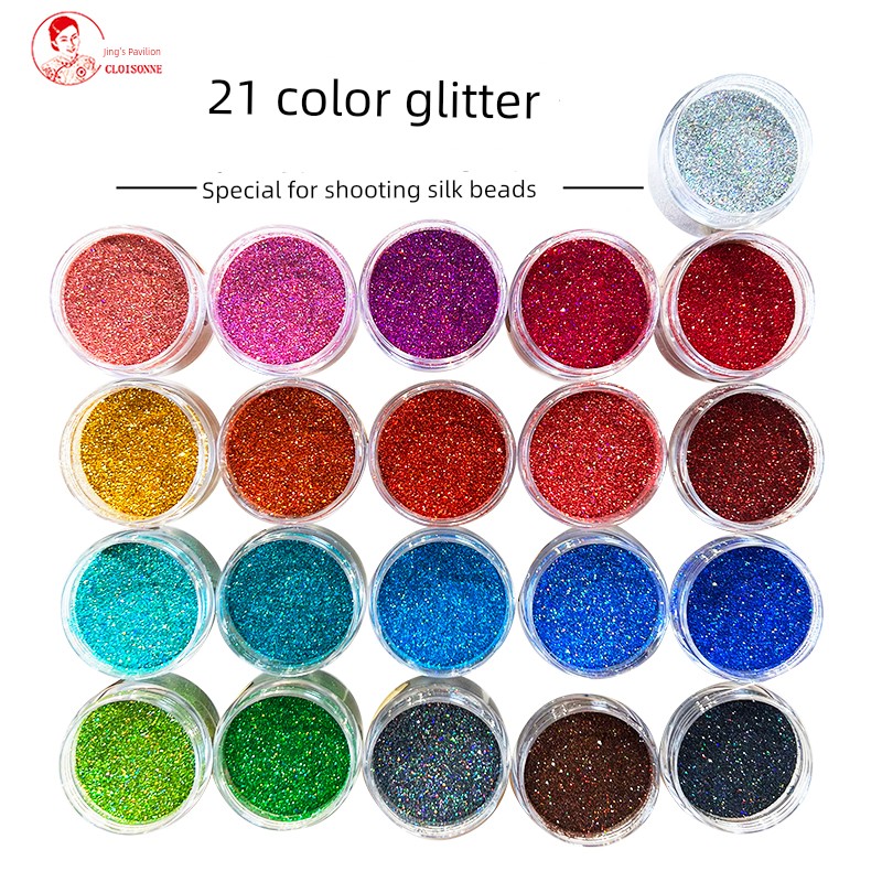 21 Color Glitter Gold Powder Silver Pink Cloisonne Cloisonne Enamel Painting Material Dot Blue Brightening Picture Gold Silk Glaze