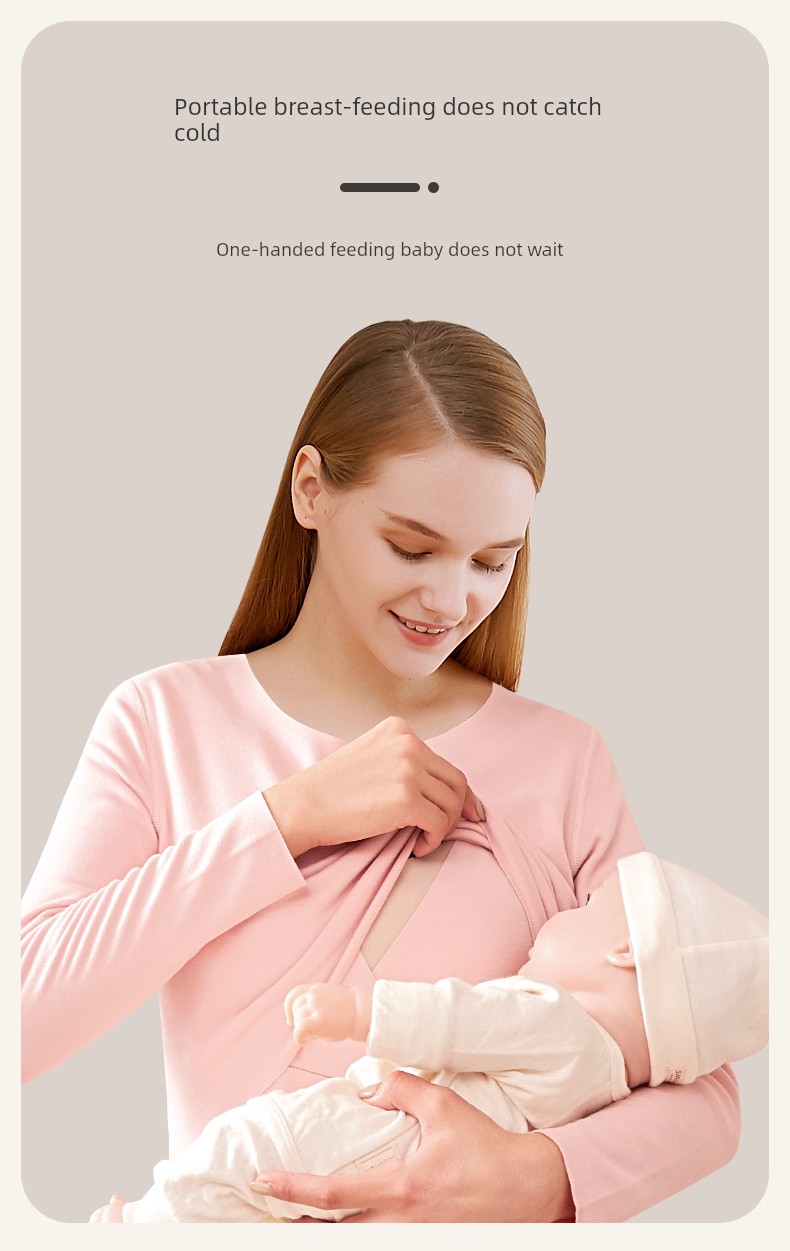 Maternity Autumn Clothes Set, Pure Cotton Sweater, Autumn and Winter Thermal Underwear, Nursing Pajamas, Postpartum Clothing, Loungewear — 10