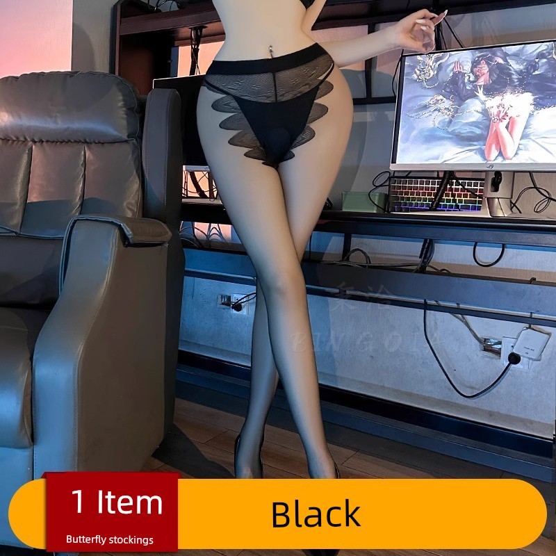 Black Silk Sexy Restraint-Style 2026 New Thin Anti-Snag Open-Crotch Erotic Maternity Stockings for Women That Don'T Slip down — 3