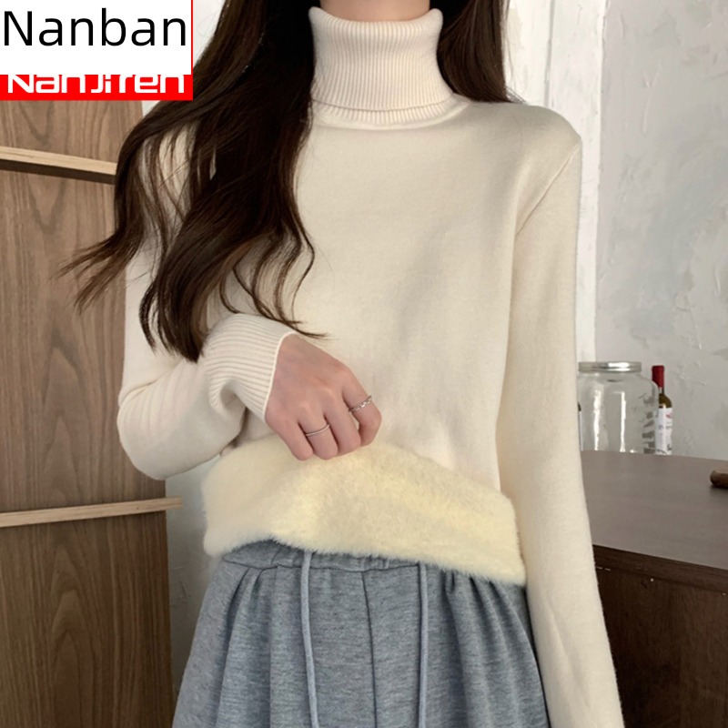NGGGN Plush Inner lap winter Foreign style High collar sweater