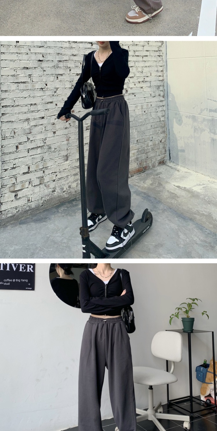 Broad leg Autumn and winter Sagging sensation High waist Drawstring leisure time Leggings