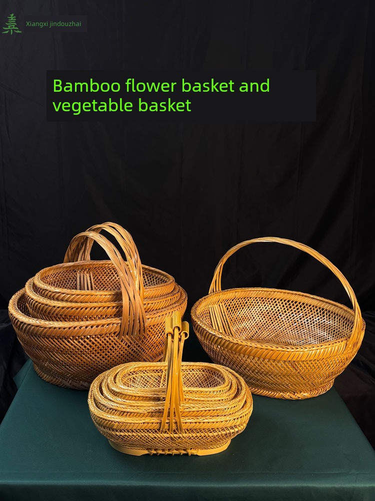 Handmade Bamboo Baskets, Bamboo Woven Baskets, Flower Baskets, Succulent Plant Display Baskets, Bamboo Woven Vegetable Baskets, Gift Baskets, Storage and Decorative Finely Woven Baskets