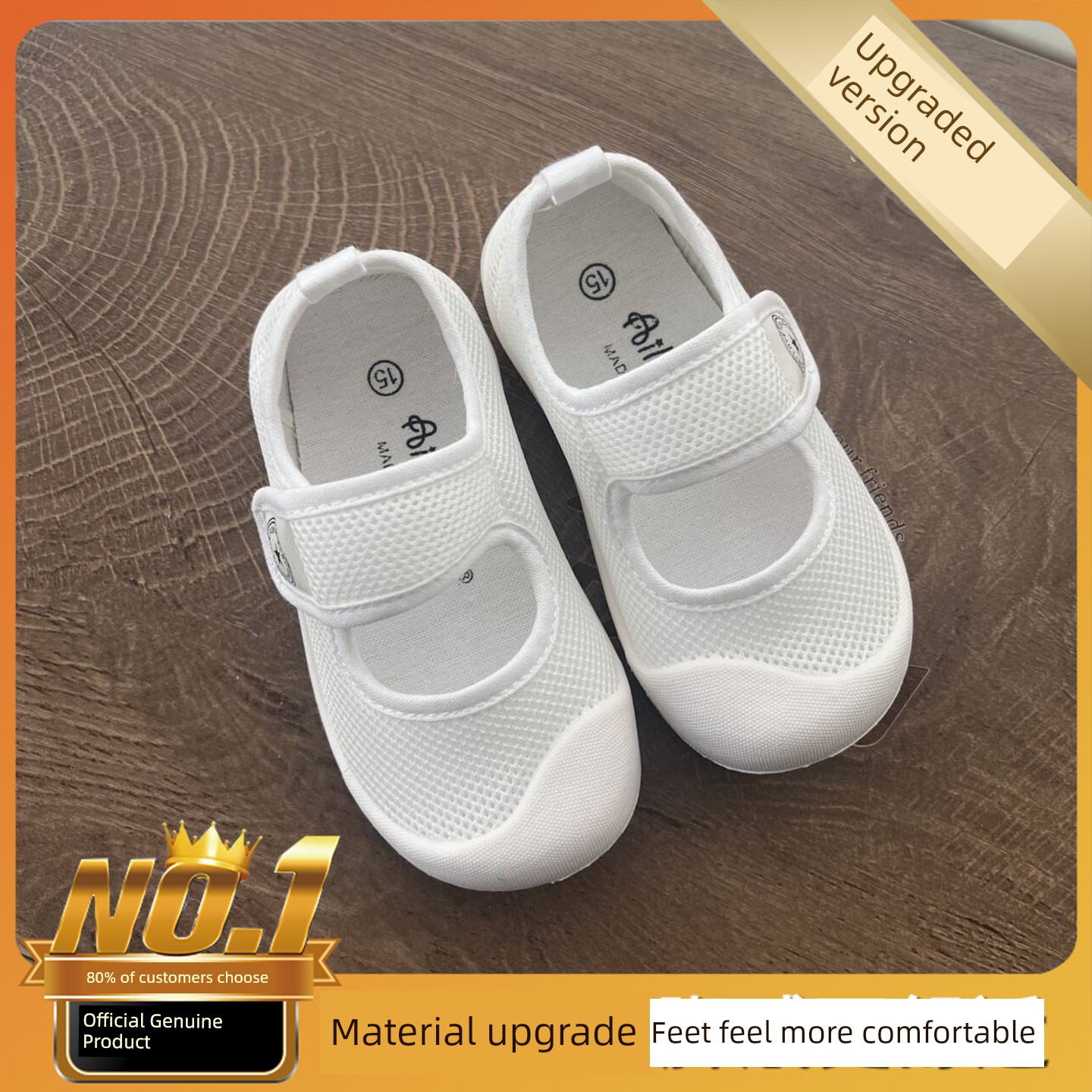 Kindergarten Indoor Shoes for Girls 2026 New Breathable Low-Top Soft-Soled Non-Slip Versatile Magic Tape White Shoes — 7