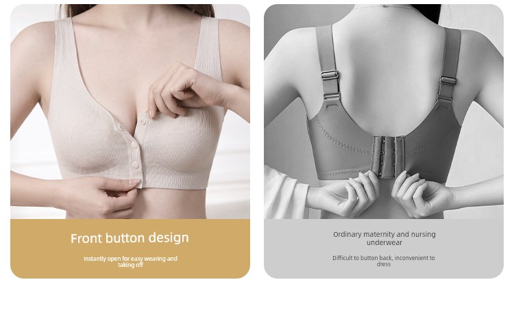 October's Popular Front-Button Maternity Nursing Bra, Anti-Sagging, Postpartum Breastfeeding-Specific Sleep Vest Bra — 6