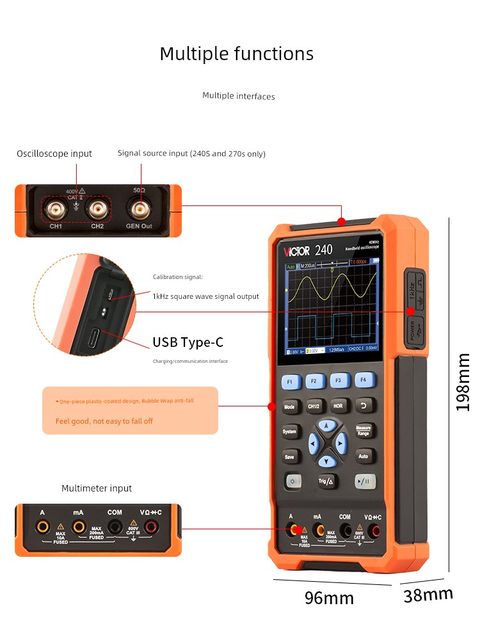 Victory Handheld Digital Oscilloscope VC240 Convenient Mini Auto Repair Instrument High-performance Multifunctional Signal Source