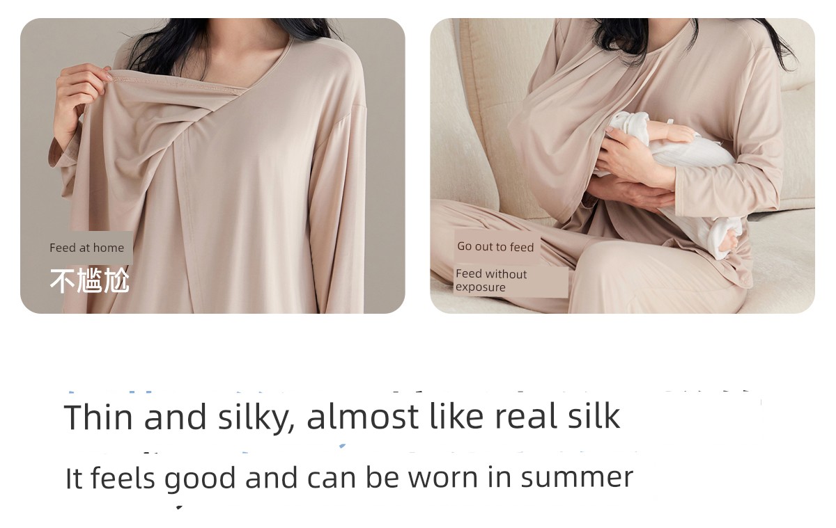 Jq Jingqi Postpartum Clothing Pure Cotton Sweat-Absorbent Postpartum Nursing Pajamas for Pregnant Women Breastfeeding and Maternity Home Wear Autumn Season — 7
