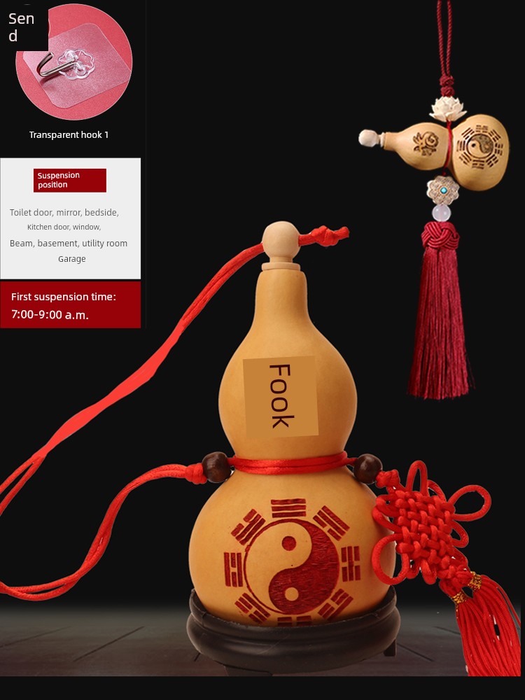 Natural Bottle Gourd Opening Wooden Gourd Pendant Six Words Mantra Great Bright Mantra Gossip Gourd Home Decoration Door-to-Door