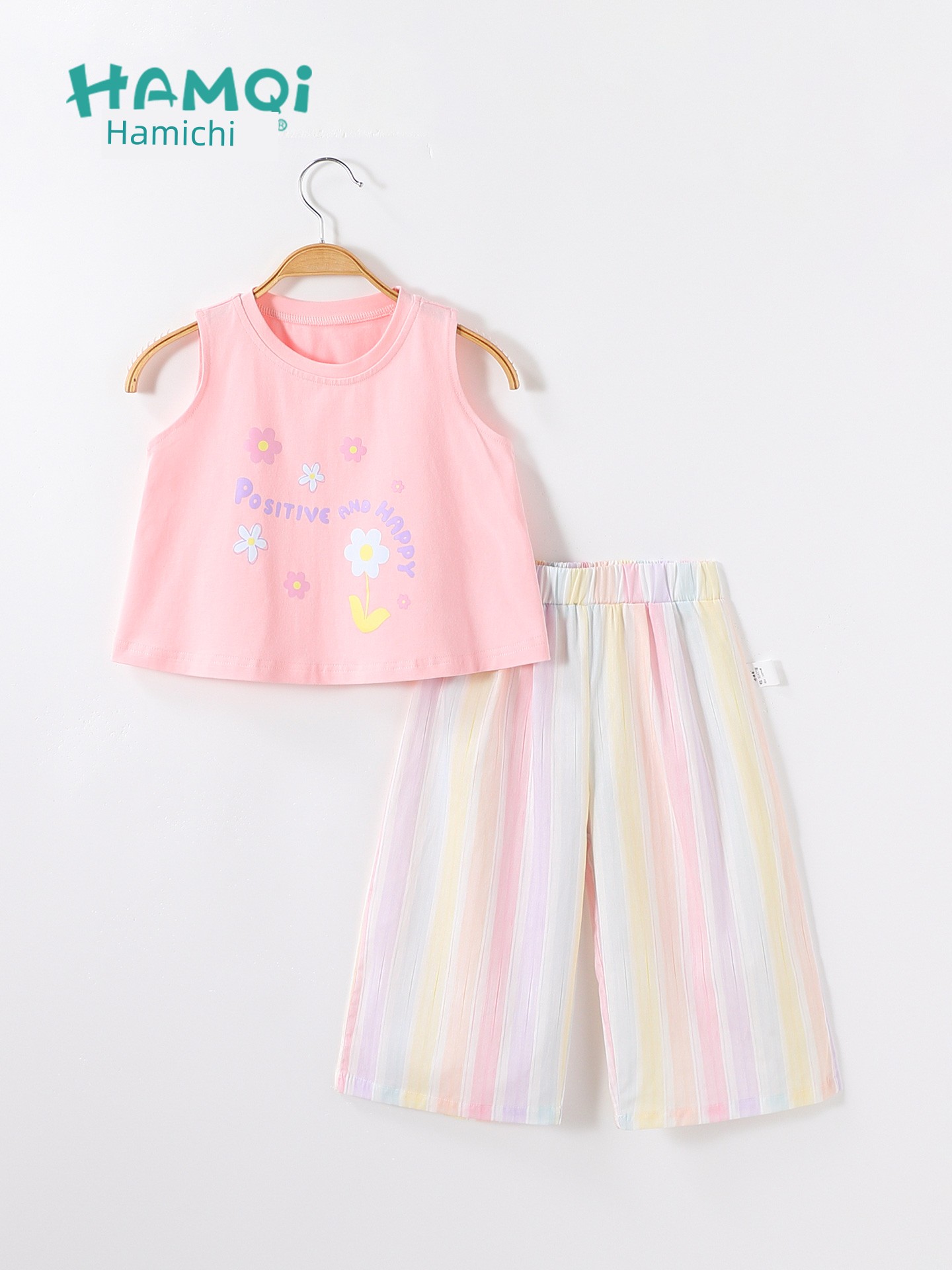 Girls' Summer Outfit 2026 New Cute Baby Vest Top and Pants Small Children Infant Fashion Two-Piece Set — 2