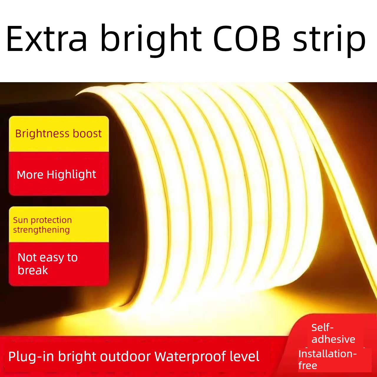 Ultra-Thin LED Light Strip 220V Waterproof Super Bright Self-Adhesive Wire-Shaped Lamp Slot For Home Living Room Ceiling Cob Engineering Soft Light Strip