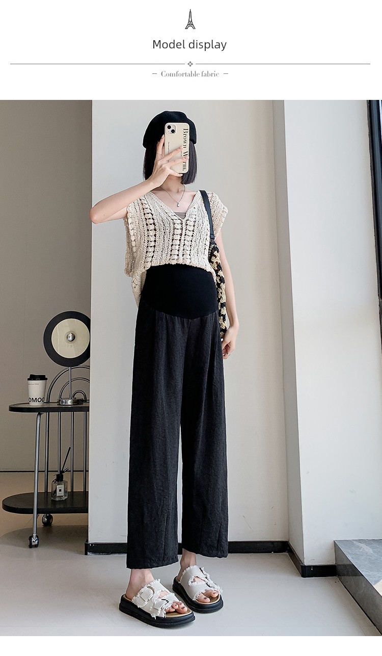 Jq Jingqi Maternity Pants Spring/Summer 2026 New Thin Wide-Leg Pants with Belly Support Long Pants in Cream White Maternity Wear — 14