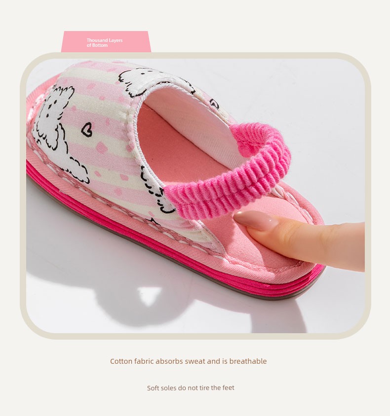 Fairy Feet Children's Layered Cotton Slippers Baby Indoor Home Non-Slip Breathable Cartoon Floor Shoes for Boys and Girls — 12