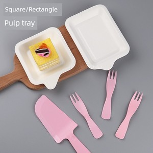 Knife and Fork High-Grade Cake Thickened Candle Combination Paper Pulp Plate