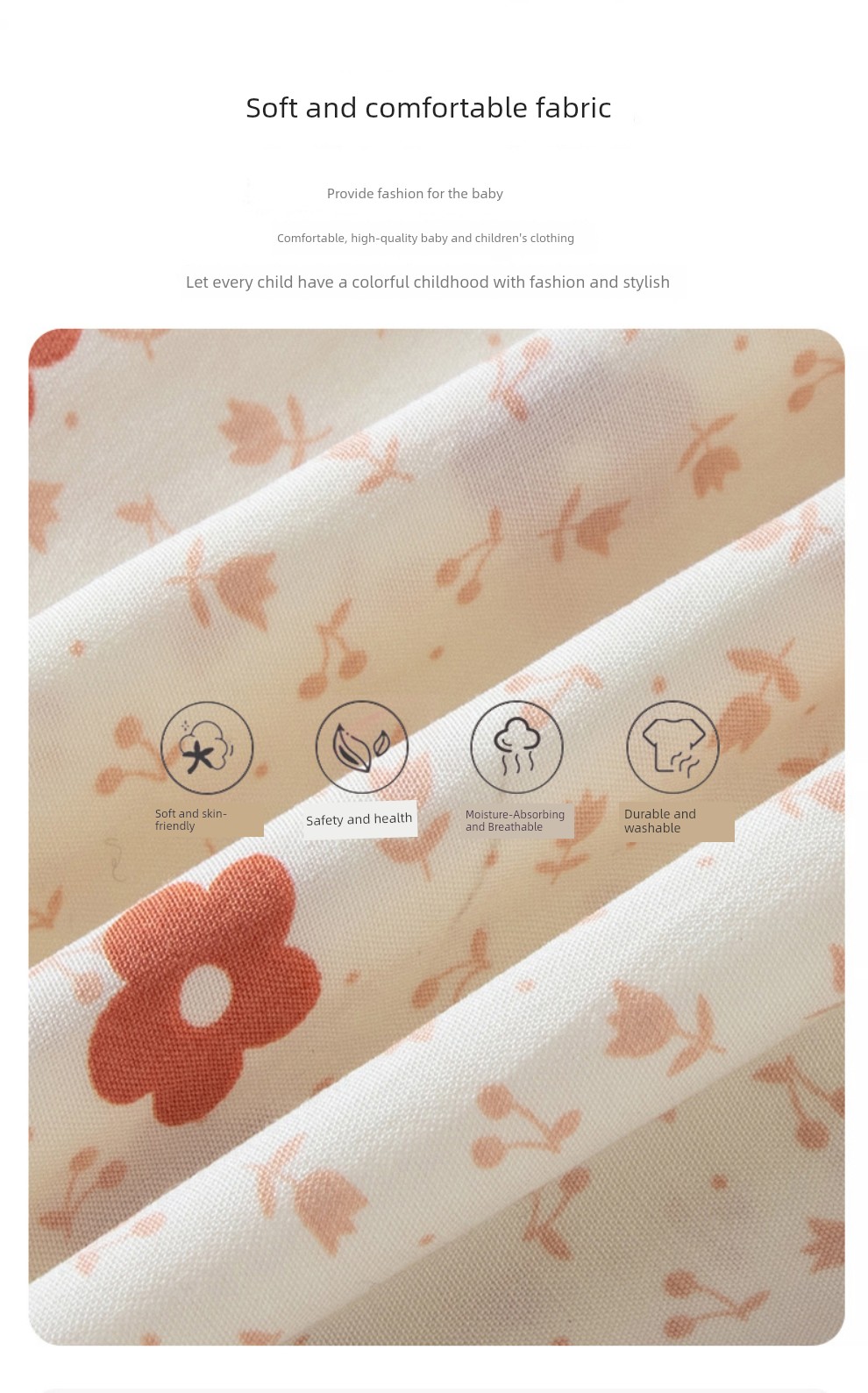 Summer Flying Sleeve Floral Children's Noil Poplin Dress — 5