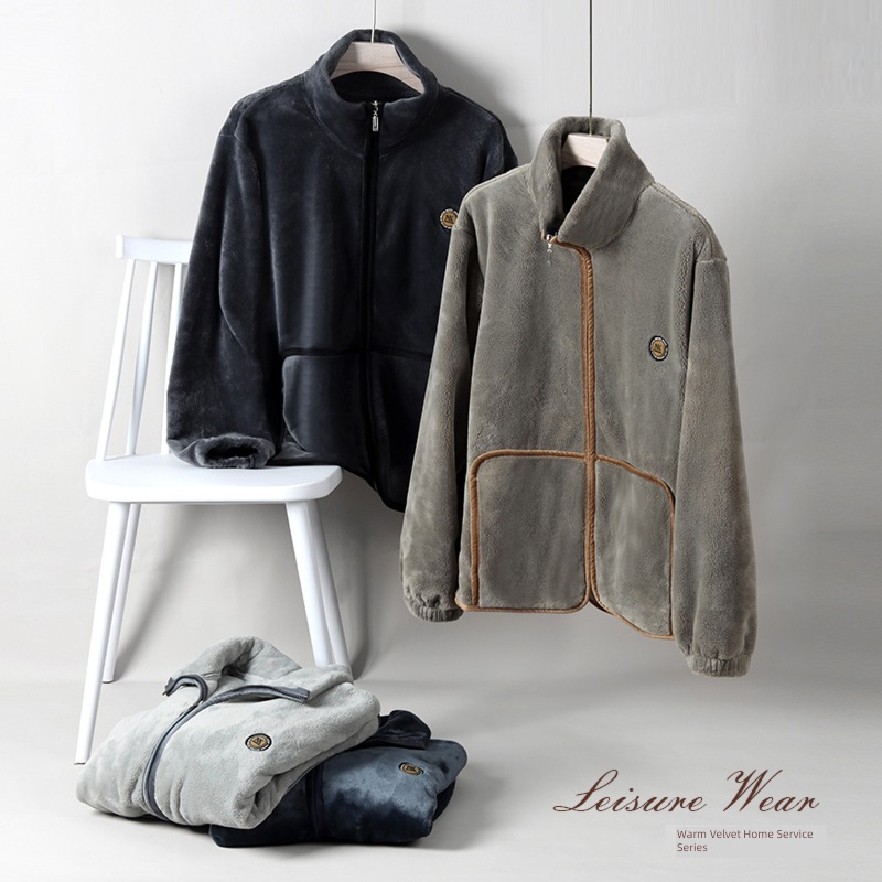 pajamas man winter Coral velvet Thickened section keep warm leisure wear Autumn and winter Flannel Men Big size winter suit