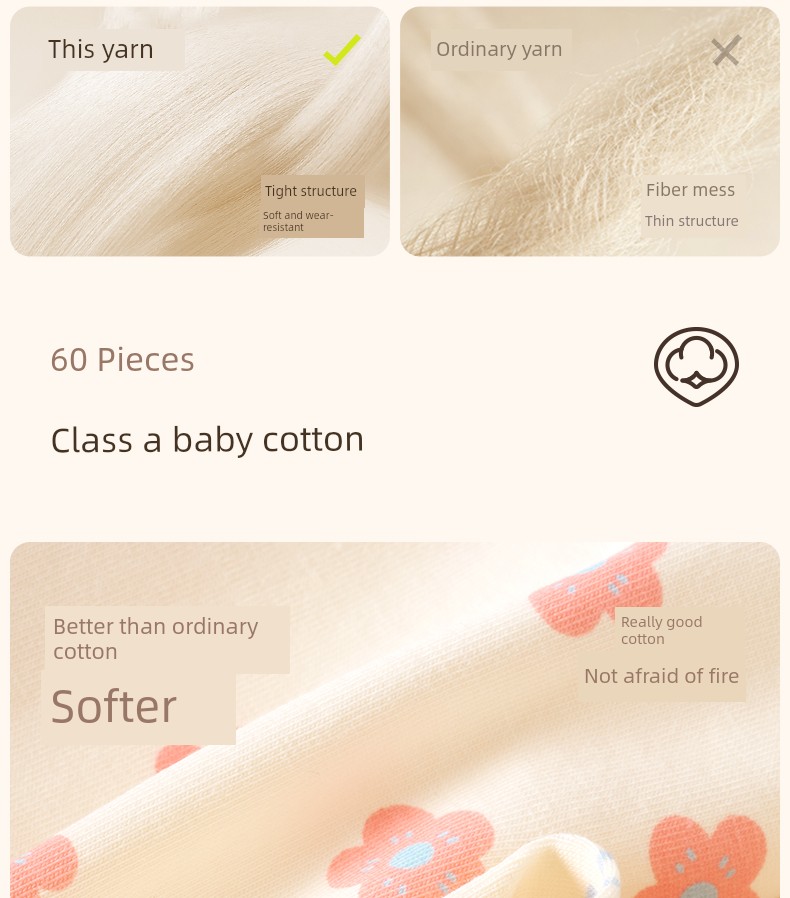 Pure Cotton Baby Not Clip Ass Girl Underwear — 9