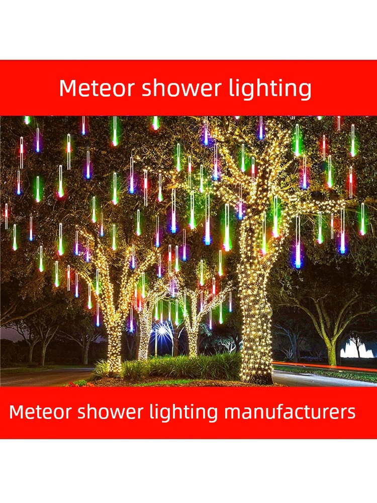 Meteor Shower Led Light Colorful Light Flashing Light String Light Starry Outdoor Waterproof Atmosphere Decoration Hanging Tree Light Landscape Lamp