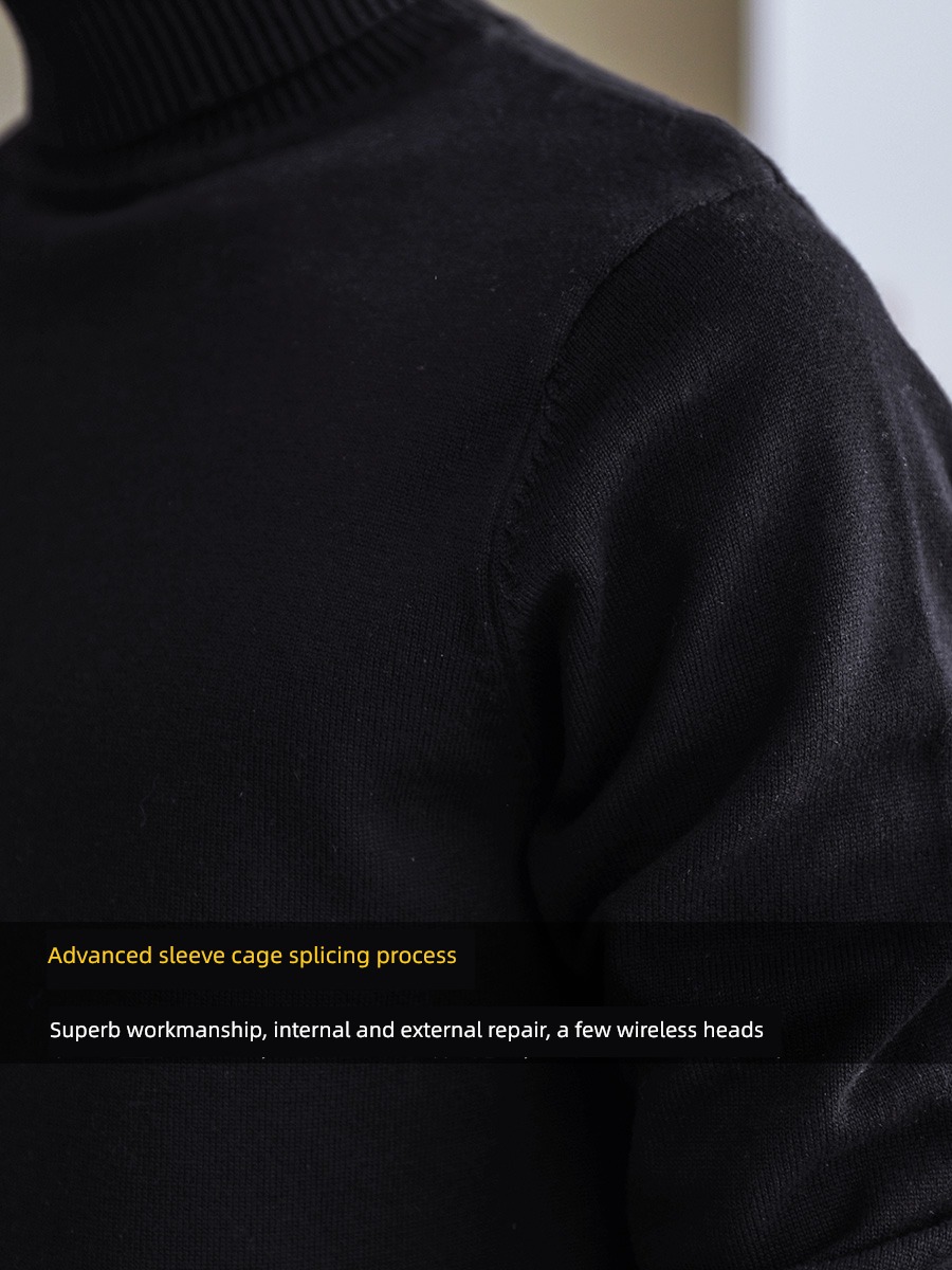 black thickening Plush Retro leisure time High collar sweater