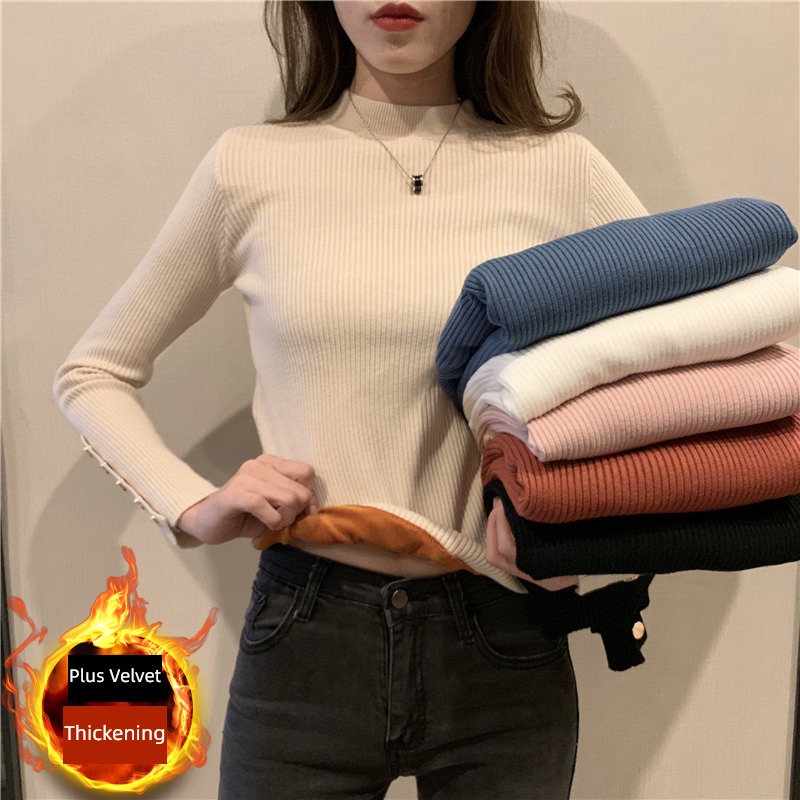 keep warm Inner lap Half high collar Self-cultivation knitting Undershirt