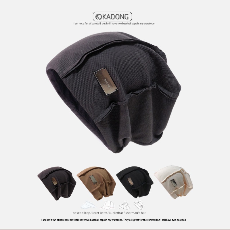 winter Tide money Big head circumference spring and autumn dark grey male Confinement cap