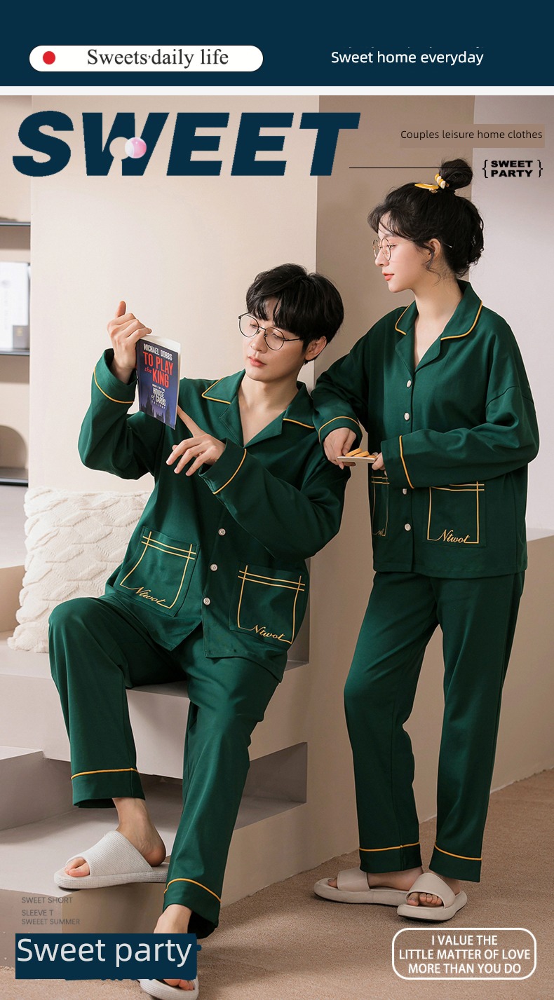 lovers autumn cotton material Cardigan ma'am Can be worn out pajamas