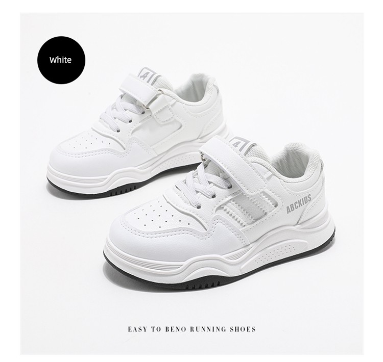 Abckids Kidsren's White Sneakers Boys' White Sneakers 2026 Spring & Fall New Style Student Girls' Shoes Versatile — 12