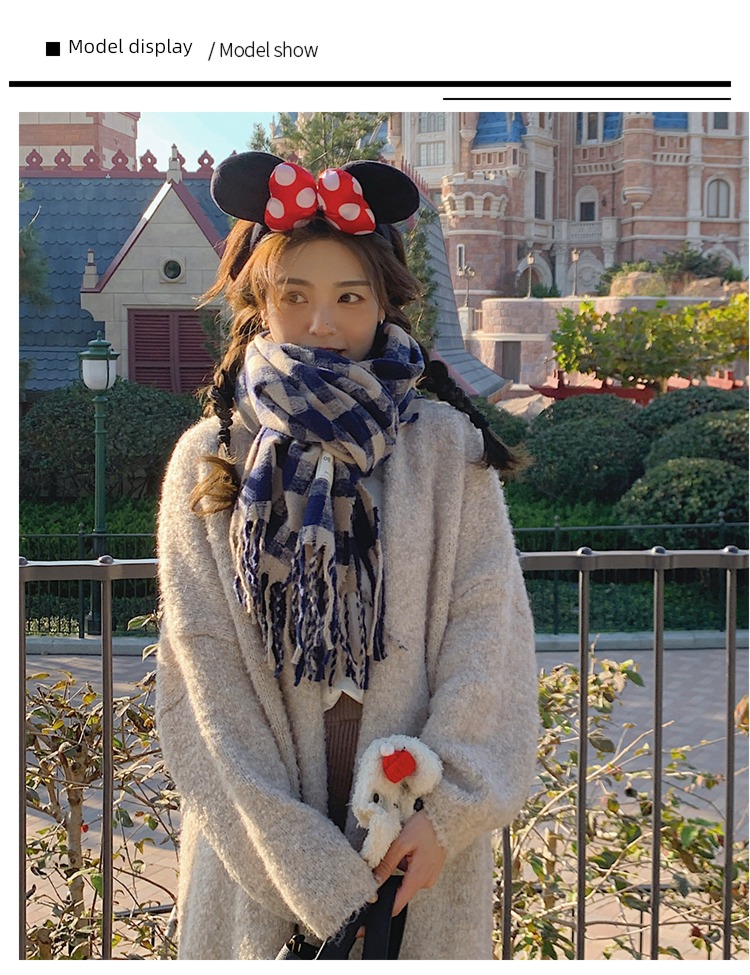 houndstooth  winter Advanced sense lovely female thickening scarf