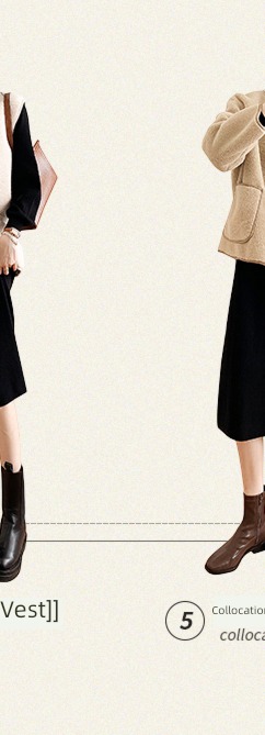 Autumn and winter easy Half high collar black knitting Dress