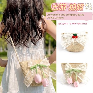 2026 New Style Kidsren's Bow-Knot Straw Bag, Little Girl's Flower Crossbody Bag, Clothing Coin Purse, Baby Clothing