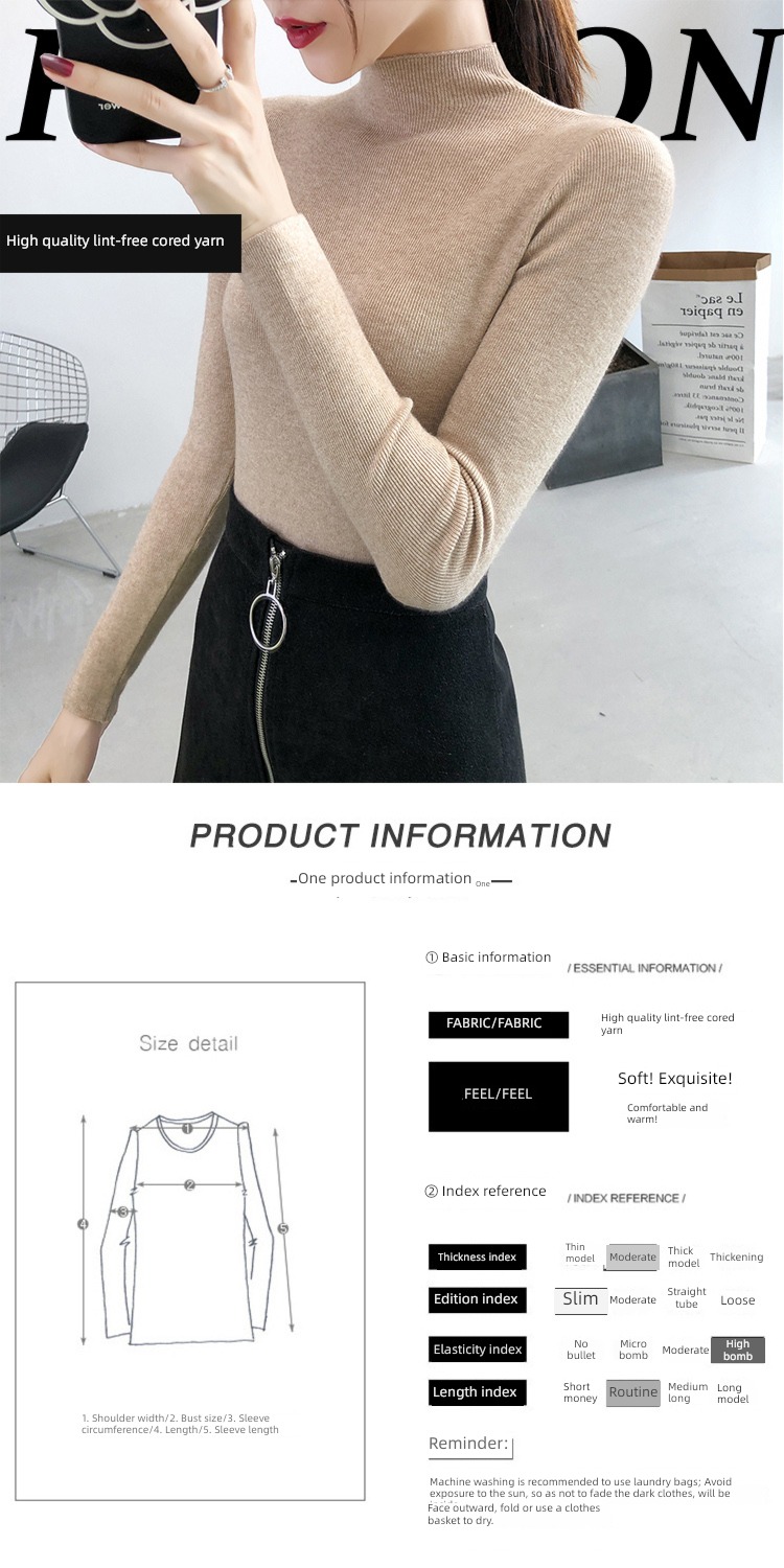 Half high collar ma'am Foreign style Self-cultivation Autumn and winter Inner lap sweater