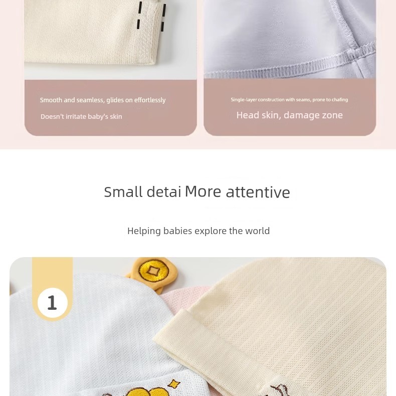 0-6 Months Baby Hat, Summer Thin Style, Single-Layer, Class A, Seamless, Lightweight, Breathable, Newborn Baby Fontanelle Protection Cap — 12