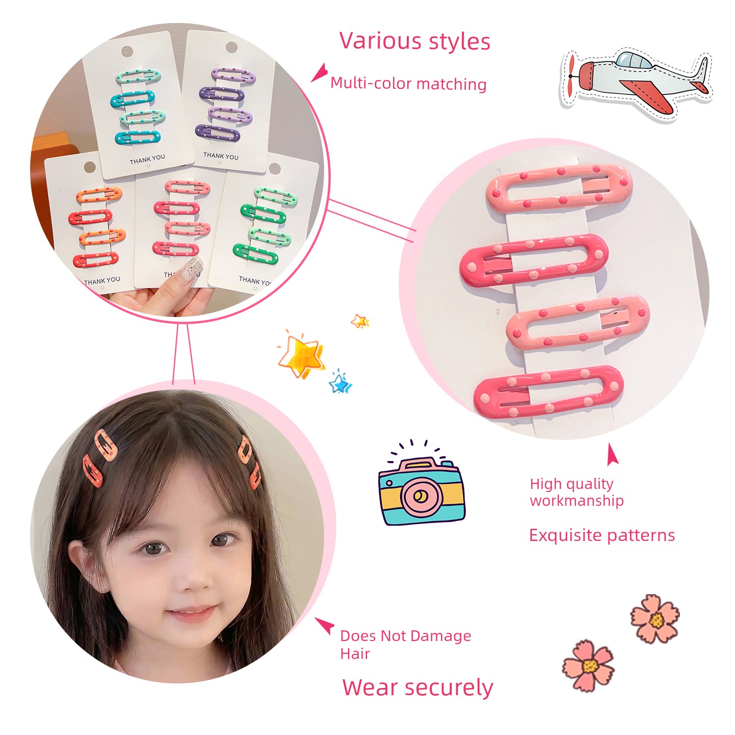 Children's Hair Clips with Colorful Polka Dots, Bb Clips That Don'T Damage Hair, Girls' Hairpins, Baby Hair Clips, Little Girl Hair Accessories — 4