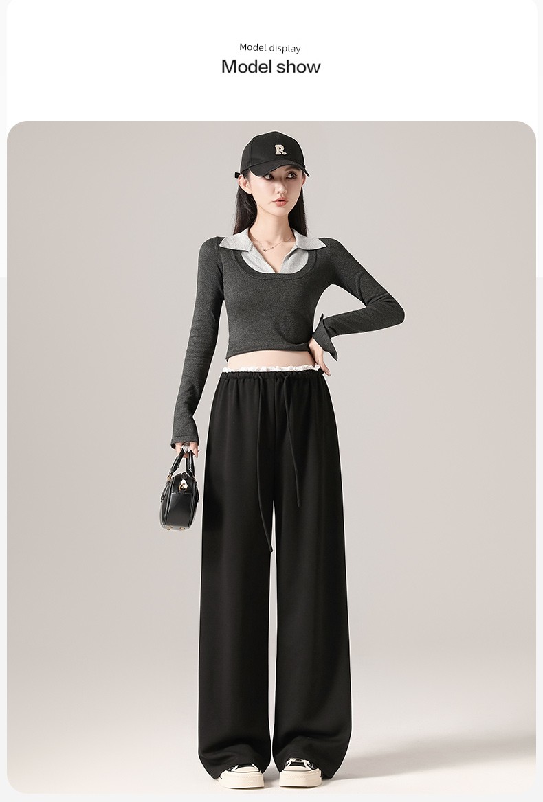 Maternity Pants for Spring and Autumn, Thin Style for Outerwear, 2026 New Model, Non-Tight on the Belly, Petite Size, Lace Drawstring Wide-Leg Pants, — 11