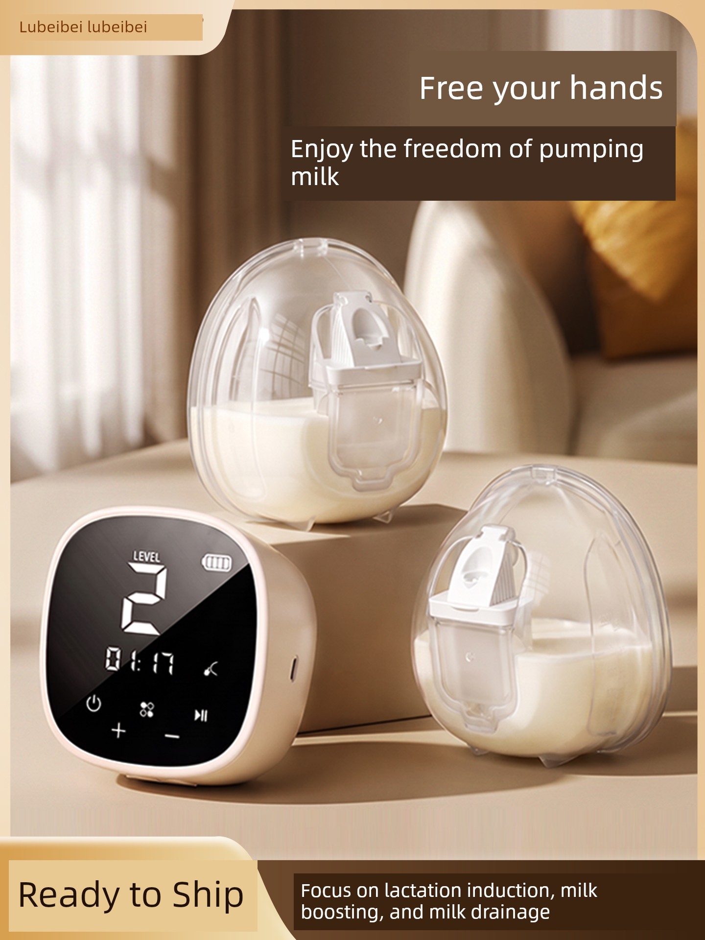 Lubebi Double-Sided Electric Breast Pump, Massage Breast Pump, Fully Automatic Hands-Free Breast Pump, Quiet Breast Pump